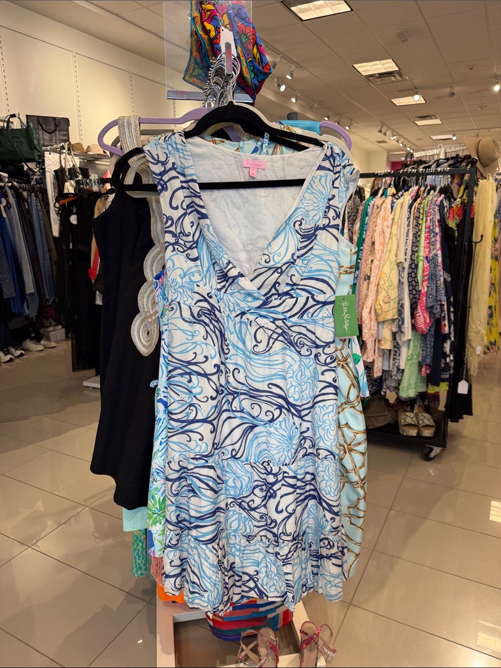Lilly Pulitzer Blue & Navy Swirl Midi Dress